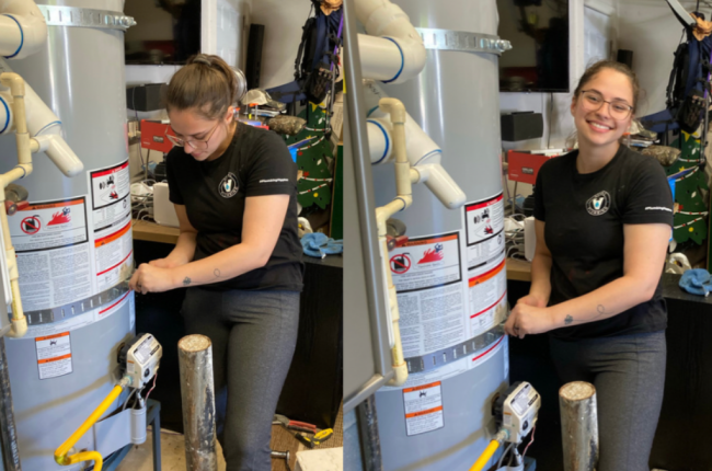 Sherwood Oregon plumber water heater install female plumber