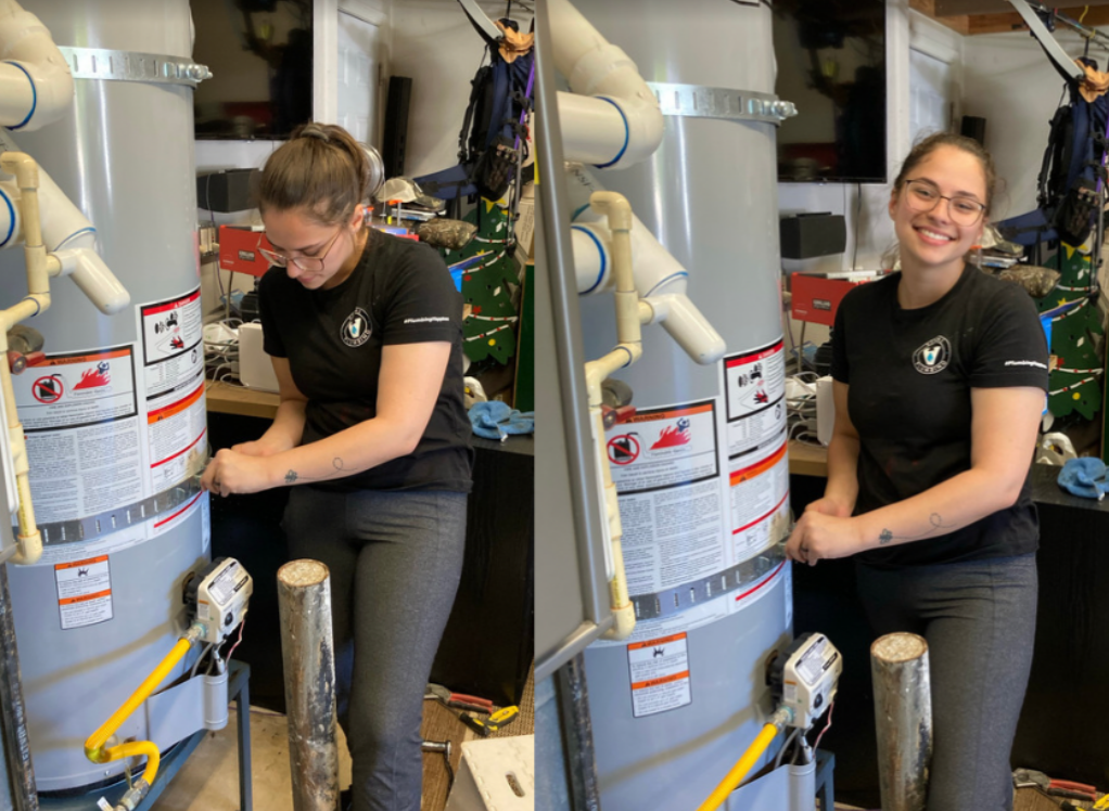 Emma water heater Female plumber water heater replacement Sherwood Oregon